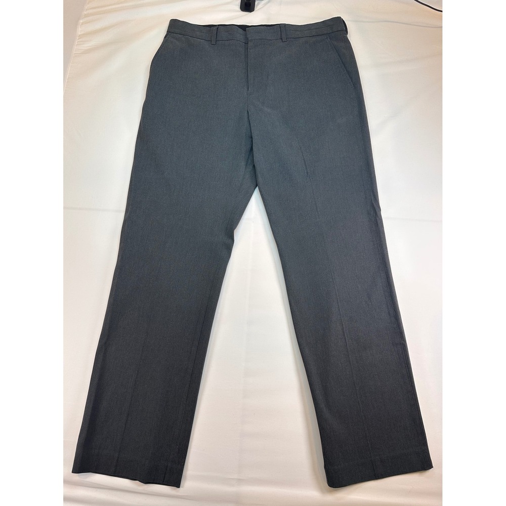 Express Producer Mens Dress Pants 34x32 Charcoal Gray Cotton Stretch Flat Front